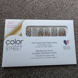 Color Street Silver and Multicolor Glitter Nail Strips